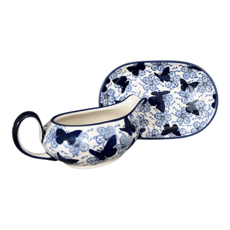 Gravy Boat, 14 oz in "Blue Butterfly" by Manufaktura | S119U-AS58