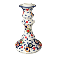 A picture of a Polish Pottery Tall Candlestick (Bubble Machine) | S124M-AS38 as shown at PolishPotteryOutlet.com/products/tall-candlestick-bubble-machine-s124m-as38