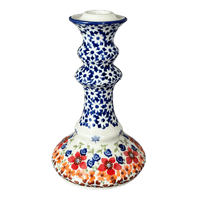 A picture of a Polish Pottery Tall Candlestick (Stellar Celebration) | S124S-P309 as shown at PolishPotteryOutlet.com/products/tall-candlestick-stellar-celebration-s124s-p309