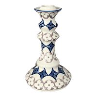 A picture of a Polish Pottery Tall Candlestick (Diamond Blossoms) | S124U-ZP03 as shown at PolishPotteryOutlet.com/products/tall-candlestick-diamond-blossoms-s124u-zp03