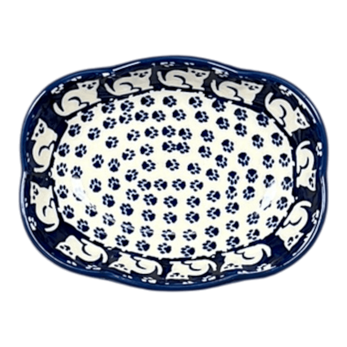 Dish, Cloud-Shaped, Small 3" x 5" in "Kitty Cat Path" by Manufaktura | S126T-KOT6