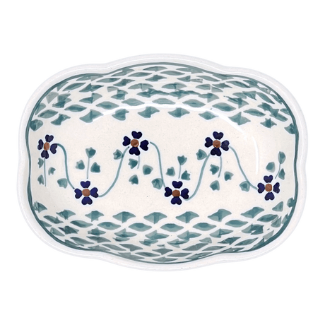 Dish, Cloud-Shaped, Small 3" x 5" in "Woven Pansies" by Manufaktura | S126T-RV
