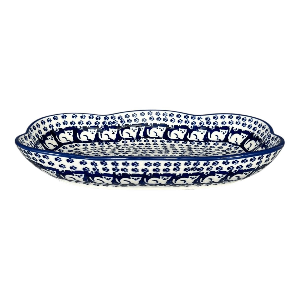 Dish, Cloud-Shaped, Large 9.5" x 7" in "Kitty Cat Path" by Manufaktura | S127T-KOT6