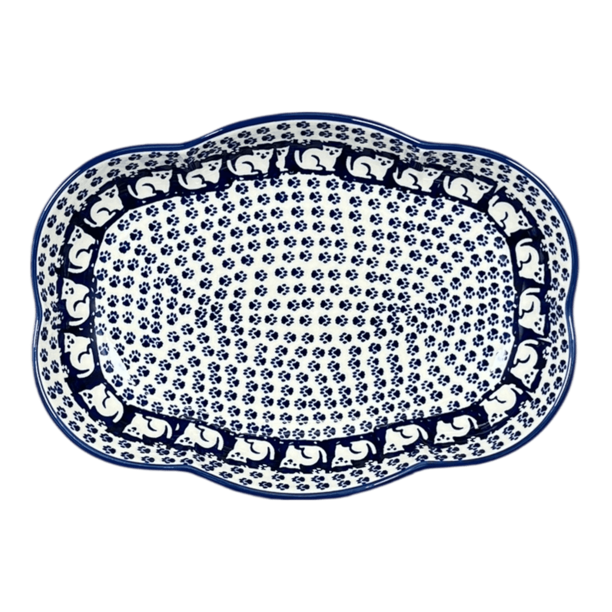 Dish, Cloud-Shaped, Large 9.5" x 7" in "Kitty Cat Path" by Manufaktura | S127T-KOT6