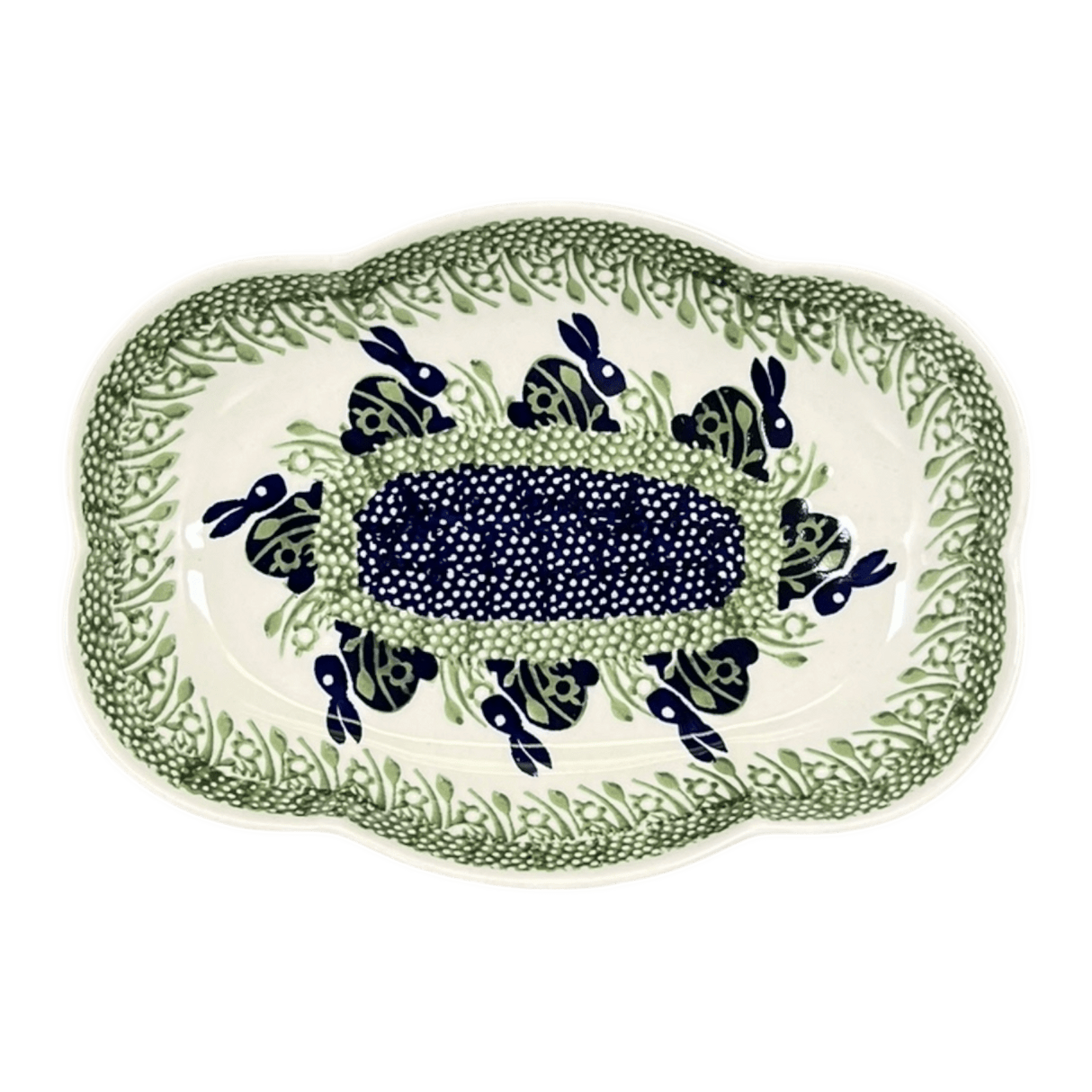 Dish, Cloud-Shaped, Large 9.5" x 7" in "Bunny Love" by Manufaktura | S127T-P324