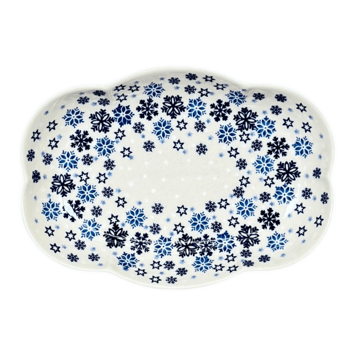 Dish, Cloud-Shaped, Large 9.5" x 7" in "Snowstorm" by Manufaktura | S127T-PS36