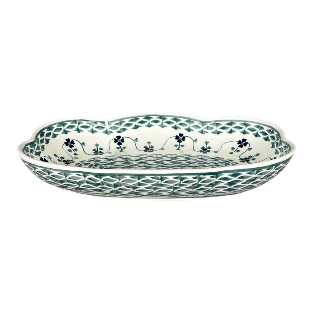 Dish, Cloud-Shaped, Large 9.5" x 7" in "Woven Pansies" by Manufaktura | S127T-RV