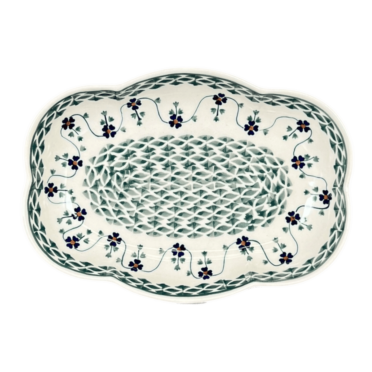 Dish, Cloud-Shaped, Large 9.5" x 7" in "Woven Pansies" by Manufaktura | S127T-RV