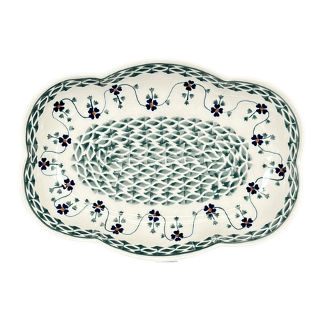 Dish, Cloud-Shaped, Large 9.5" x 7" in "Woven Pansies" by Manufaktura | S127T-RV
