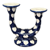 Polish Pottery Two-Arm Candlestick (Sea of Hearts) | S134T-SEA at PolishPotteryOutlet.com