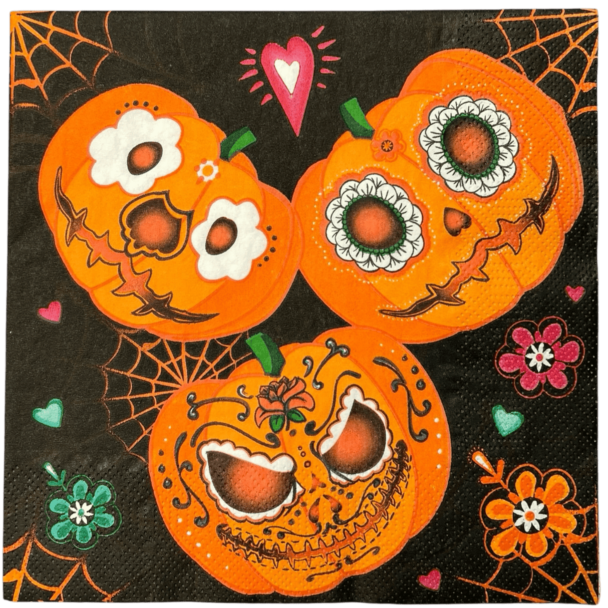 Paper Dinner Napkins in "Day of the Dead Pumpkins" by MAKI | SDOG-030901