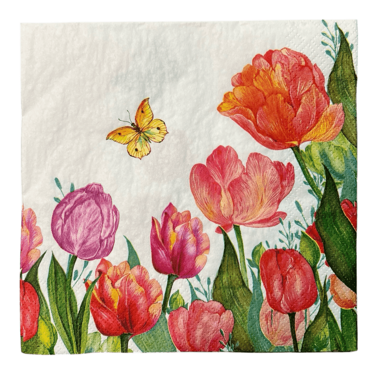 Paper Dinner Napkins in "Tulips and Butterflies" by MAKI | SDWI-008001