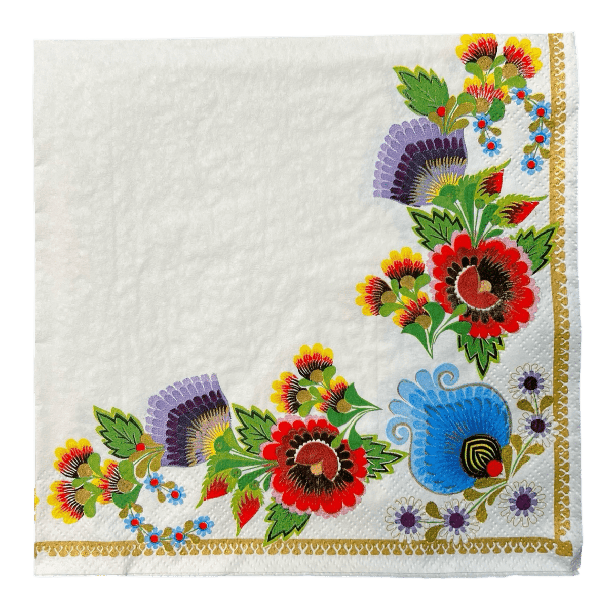 Paper Dinner Napkins in "Lowicz Folk White" by MAKI | SLOG-058402