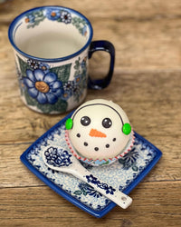 A picture of a Polish Pottery Small Square Plate (Red & Orange Dream) | GT05-UHP as shown at PolishPotteryOutlet.com/products/small-square-plate-uhp-gt05-uhp