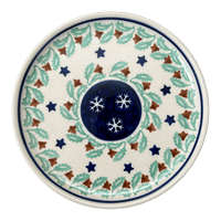 A picture of a Polish Pottery Tiny Round Tray (Starry Wreath) | T114T-PZG as shown at PolishPotteryOutlet.com/products/tiny-round-tray-starry-wreath-t114t-pzg