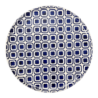 A picture of a Polish Pottery 9" Round Tray (Navy Retro) | T115U-601A as shown at PolishPotteryOutlet.com/products/9-round-tray-navy-retro-t115u-601a