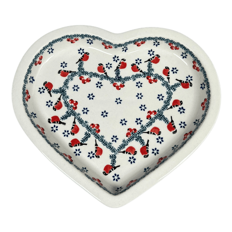 Plate, Heart-Shaped, 10.25" in "Red Bird" by Manufaktura | T118T-GILE
