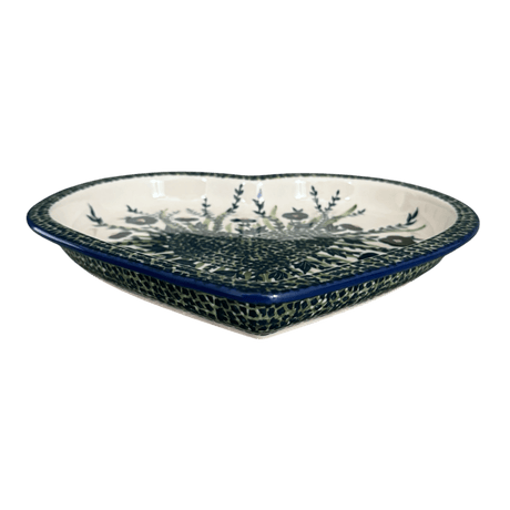 Plate, Heart-Shaped, 10.25" in "Bouncing Blue Blossoms" by Manufaktura | T118U-IM03