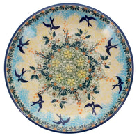 A picture of a Polish Pottery 6.5" Dessert Plate (Soaring Swallows) | T130S-WK57 as shown at PolishPotteryOutlet.com/products/dessert-plate-6-5-soaring-swallows-t130s-wk57