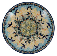 A picture of a Polish Pottery 6.5" Dessert Plate (Soaring Swallows) | T130S-WK57 as shown at PolishPotteryOutlet.com/products/dessert-plate-6-5-soaring-swallows-t130s-wk57