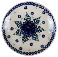 A picture of a Polish Pottery 6.5" Dessert Plate (Snowy Pines) | T130T-U22 as shown at PolishPotteryOutlet.com/products/dessert-plate-65-snowy-pines