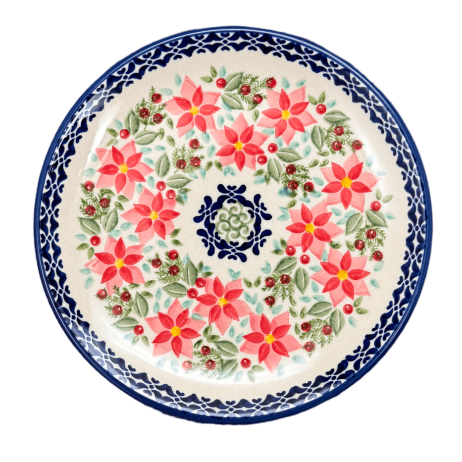 Plate, Round, Dessert, 7.25" in "Pink Poinsettia" by Manufaktura | T131S-PS14