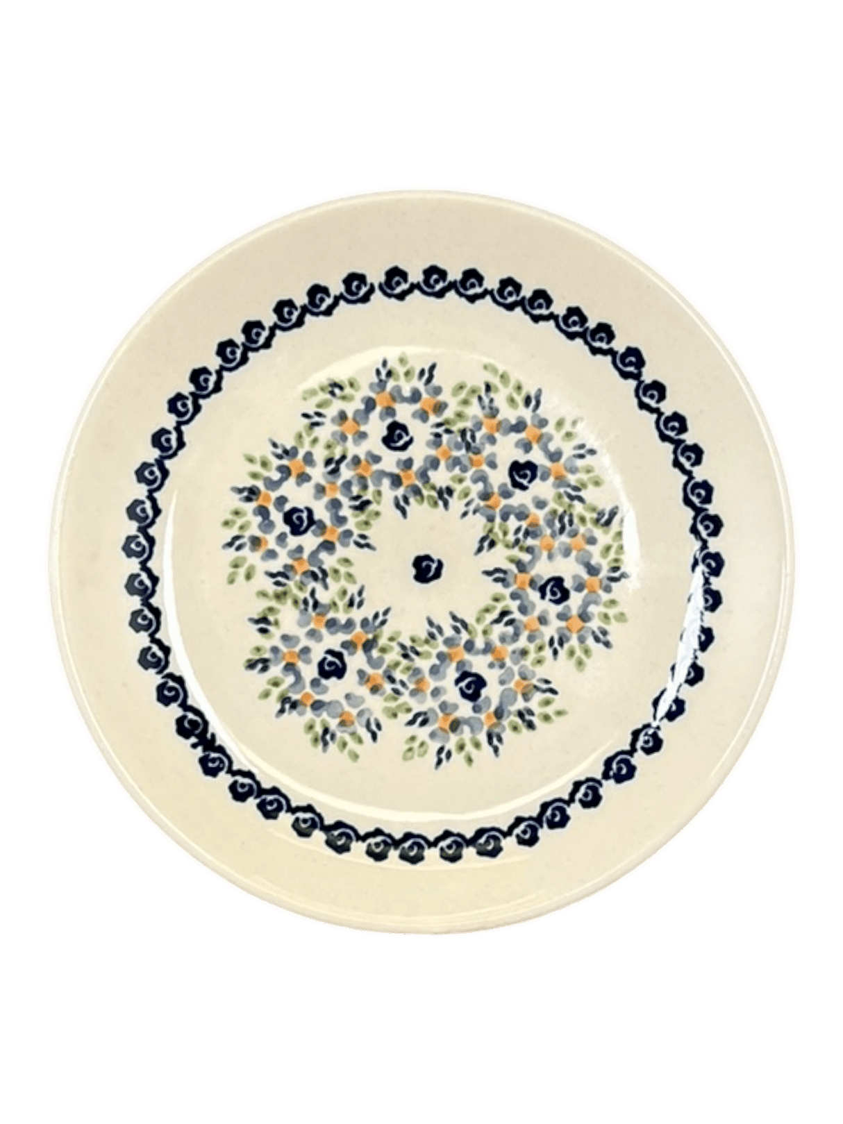 Plate, Round, Dessert, 7.25" in "Blue Rose Wreath" by Manufaktura | T131U-P318