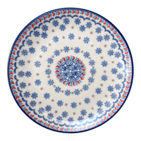 A picture of a Polish Pottery 7.25" Dessert Plate (Snowflake Love) | T131U-PS01 as shown at PolishPotteryOutlet.com/products/7-25-round-dessert-plate-snowflake-love-t131u-ps01