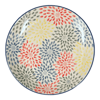 A picture of a Polish Pottery 10" Dinner Plate (Zinnia Bouquet) | T132S-IS05 as shown at PolishPotteryOutlet.com/products/10-round-dinner-plate-zinnia-bouquet-t132s-is05