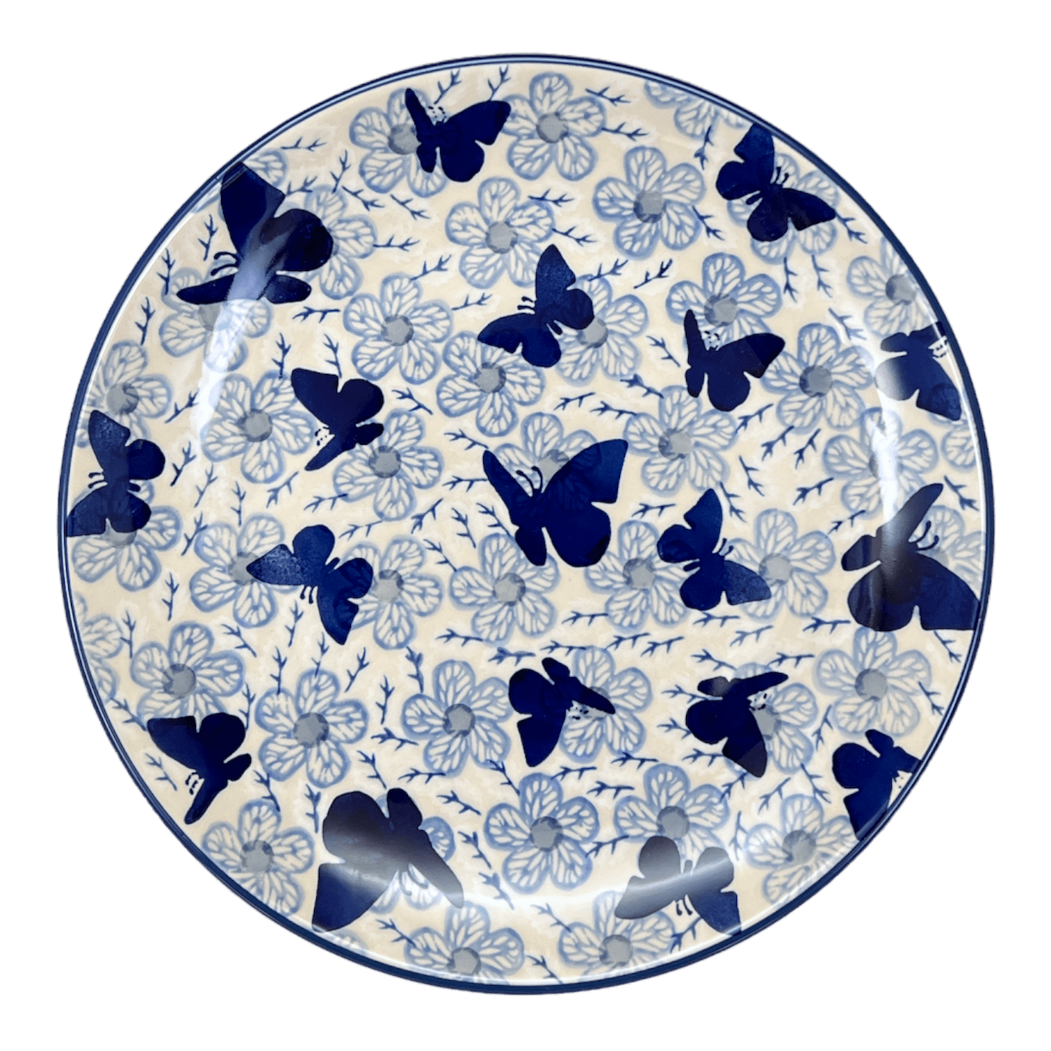 Polish Pottery 10 Dinner Plate Blue Butterfly The Polish Pottery Outlet