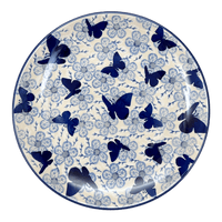 A picture of a Polish Pottery 10" Dinner Plate (Blue Butterfly) | T132U-AS58 as shown at PolishPotteryOutlet.com/products/10-dinner-plate-blue-butterfly-t132u-as58