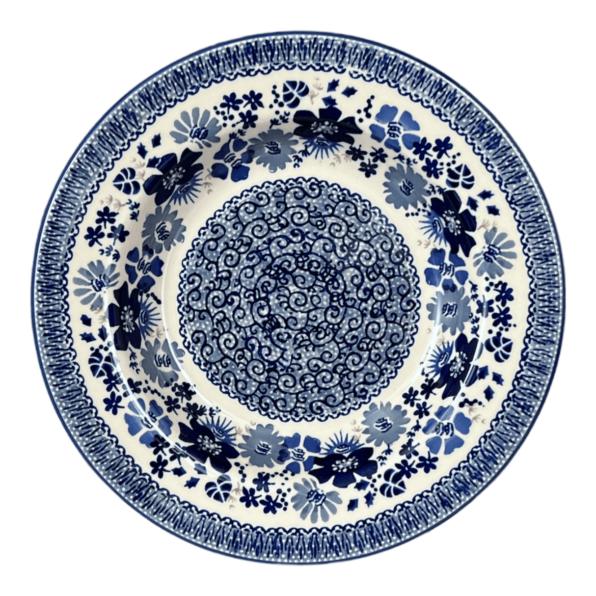 Plate, Round, Soup Plate, 9.25" in "Blue Life" by Manufaktura | T133S-EO39