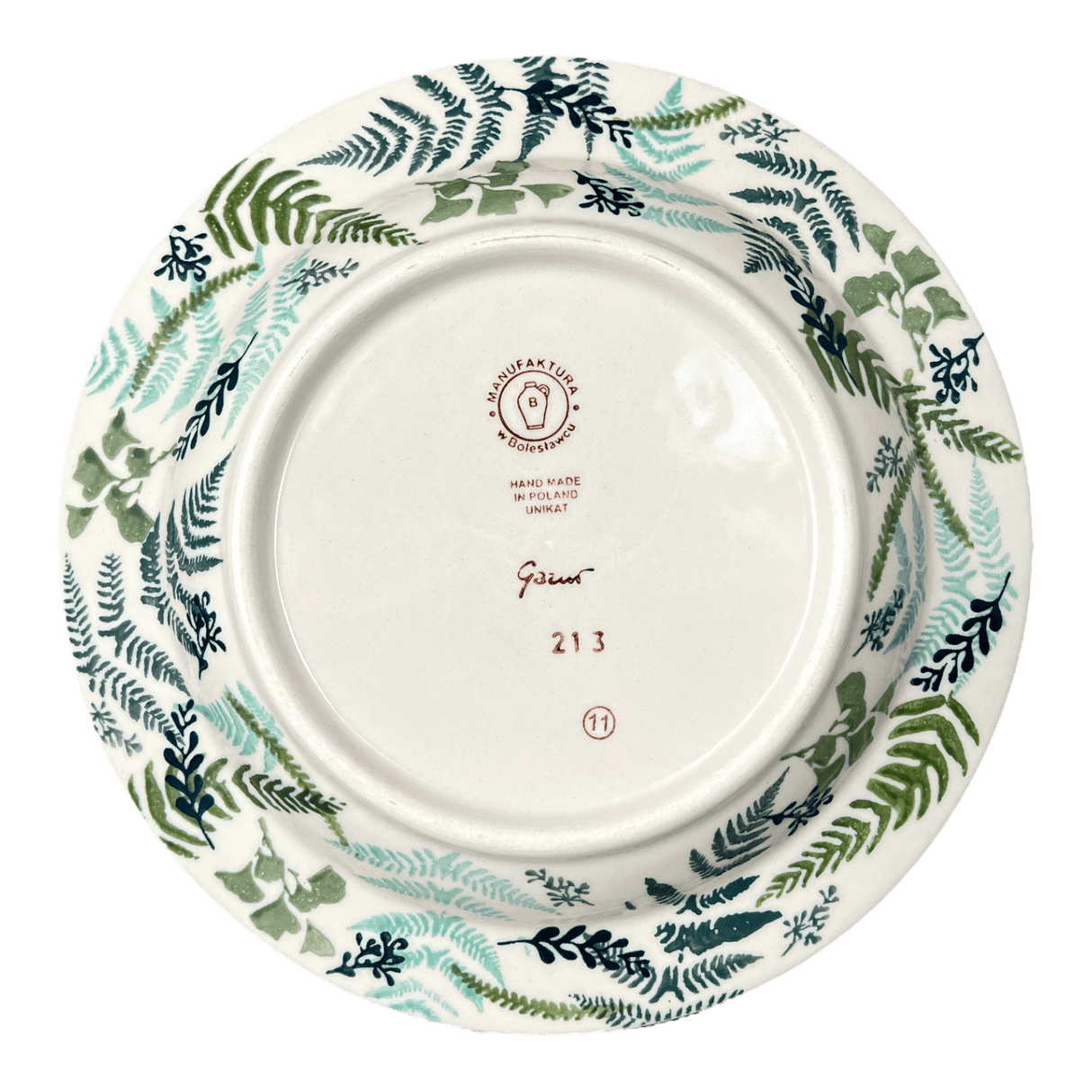 Plate, Round, Soup Plate, 9.25" in "Scattered Ferns" by Manufaktura | T133S-GZ39