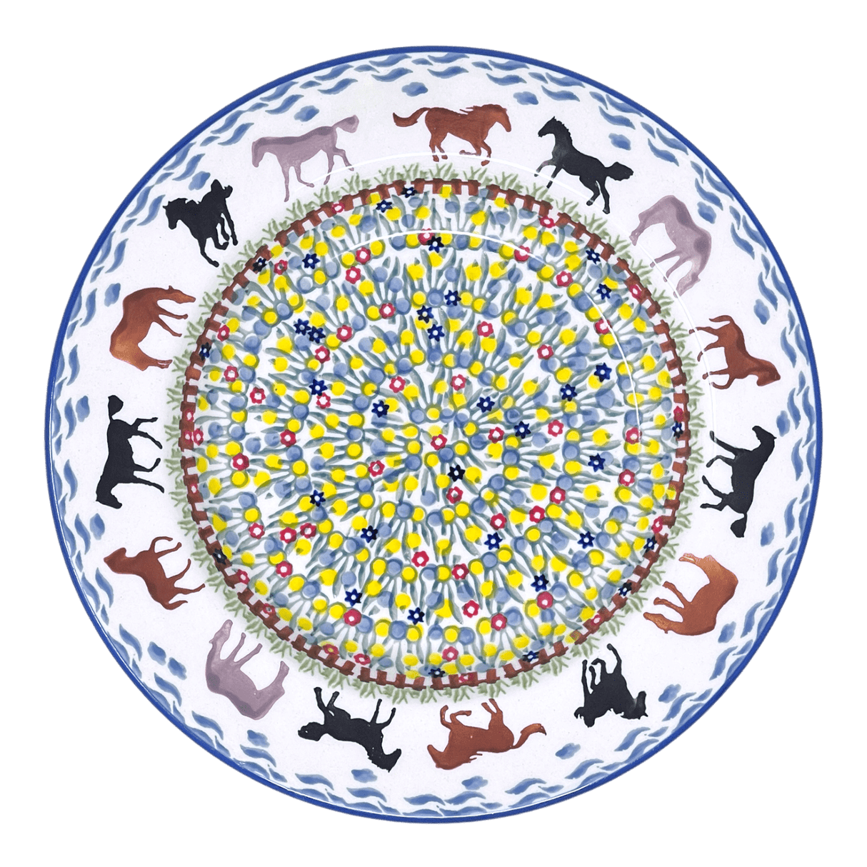 Plate, Round, Soup Plate, 9.25" in "Wild Horses" by Manufaktura | T133S-INK1
