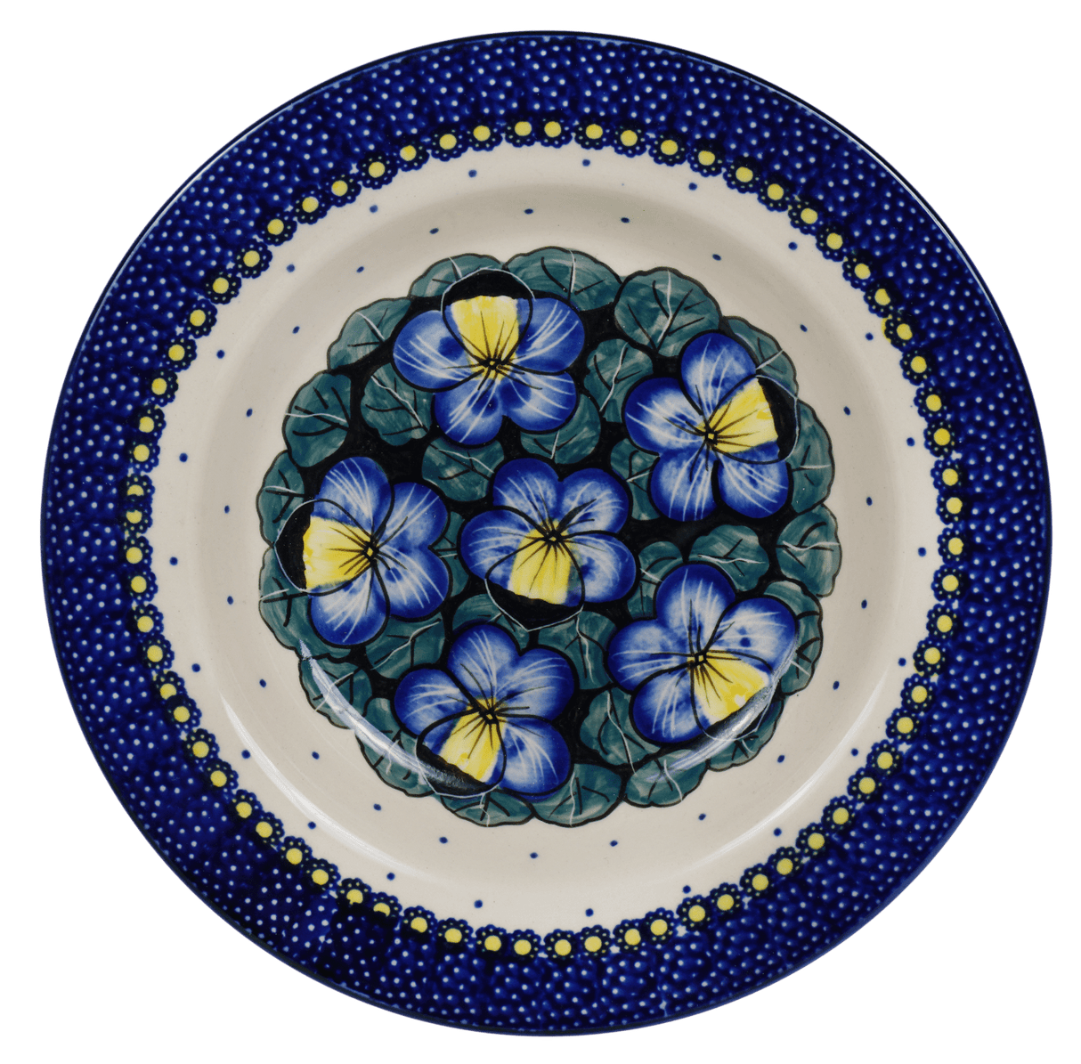 Plate, Round, Soup Plate, 9.25" in "Pansies" by Manufaktura | T133S-JZB