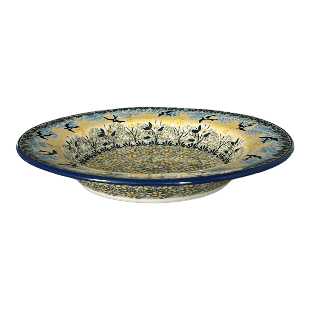 Plate, Round, Soup Plate, 9.25" in "Soaring Swallows" by Manufaktura | T133S-WK57