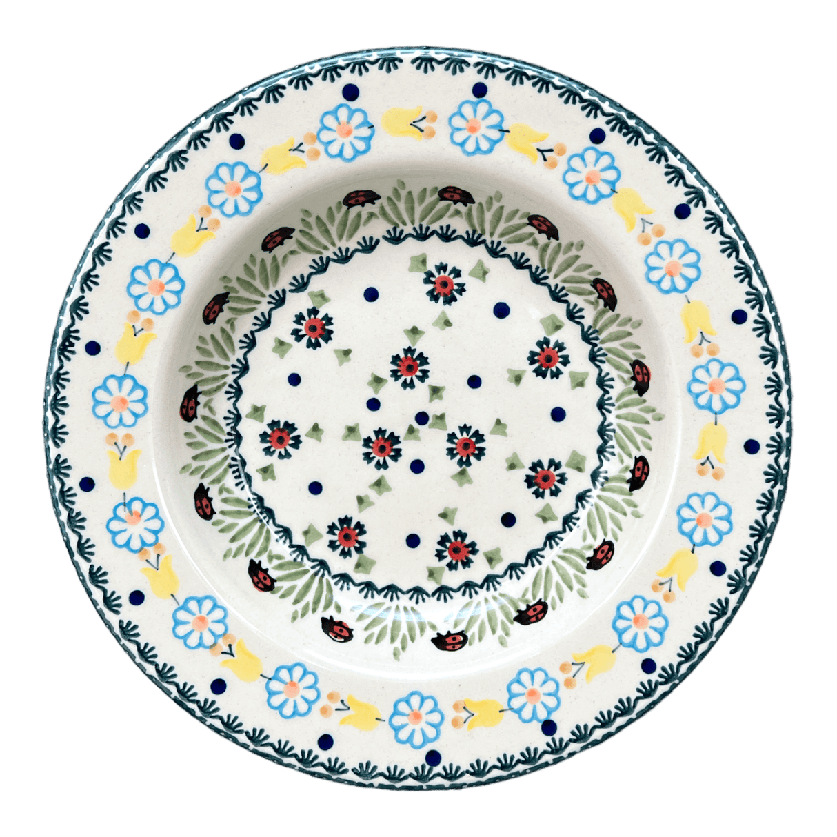 Plate, Round, Soup Plate, 9.25" in "Lady Bugs" by Manufaktura | T133T-IF45