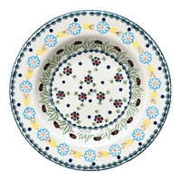 A picture of a Polish Pottery Soup Plate (Lady Bugs) | T133T-IF45 as shown at PolishPotteryOutlet.com/products/9-25-round-soup-plate-lady-bugs-t133t-if45