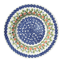 A picture of a Polish Pottery Soup Plate (Holly in Bloom) | T133T-IN13 as shown at PolishPotteryOutlet.com/products/9-25-soup-plate-holly-in-bloom-t133t-in13