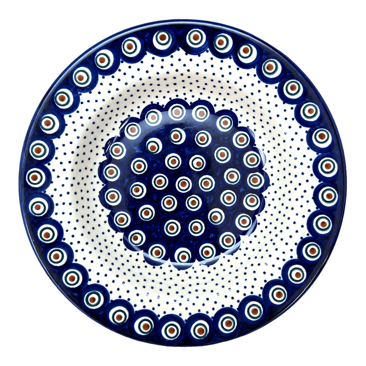 Plate, Round, Soup Plate, 9.25" in "Peacock Dot" by Manufaktura | T133U-54K