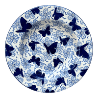 A picture of a Polish Pottery Soup Plate (Blue Butterfly) | T133U-AS58 as shown at PolishPotteryOutlet.com/products/9-25-round-soup-plate-blue-butterfly-t133u-as58
