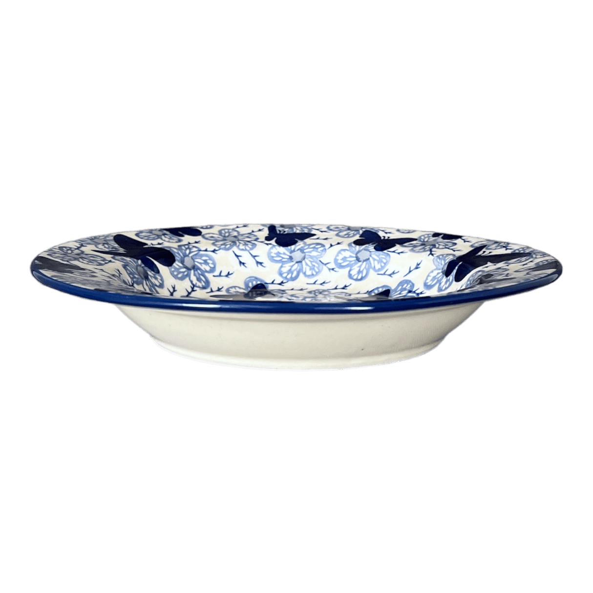 Plate, Round, Soup Plate, 9.25" in "Blue Butterfly" by Manufaktura | T133U-AS58