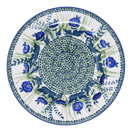 Plate, Round, Soup Plate, 9.25" in "Bouncing Blue Blossoms" by Manufaktura | T133U-IM03
