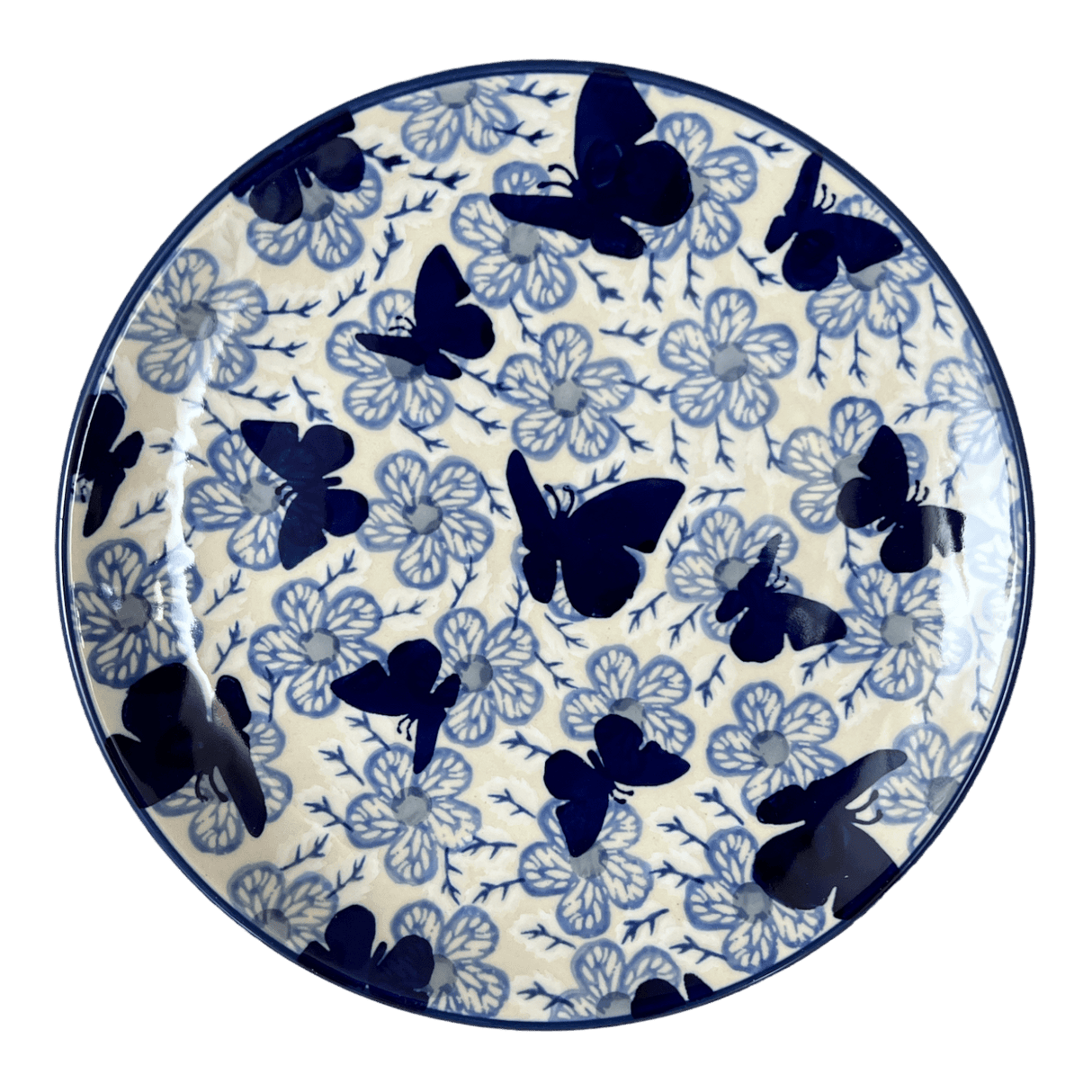 Plate, Round, Salad, 8.5" in "Blue Butterfly" by Manufaktura | T134U-AS58