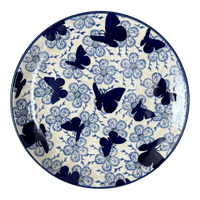 A picture of a Polish Pottery 8.5" Salad Plate (Blue Butterfly) | T134U-AS58 as shown at PolishPotteryOutlet.com/products/8-5-salad-plate-blue-butterfly-t134u-as58