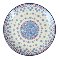 A picture of a Polish Pottery 8.5" Salad Plate (Snowflake Love) | T134U-PS01 as shown at PolishPotteryOutlet.com/products/8-5-round-salad-plate-snowflake-love-t134u-ps01