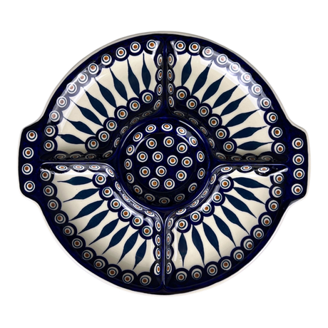Plate, Round, Divided, 12.5" in "Peacock" by Manufaktura | T138T-54