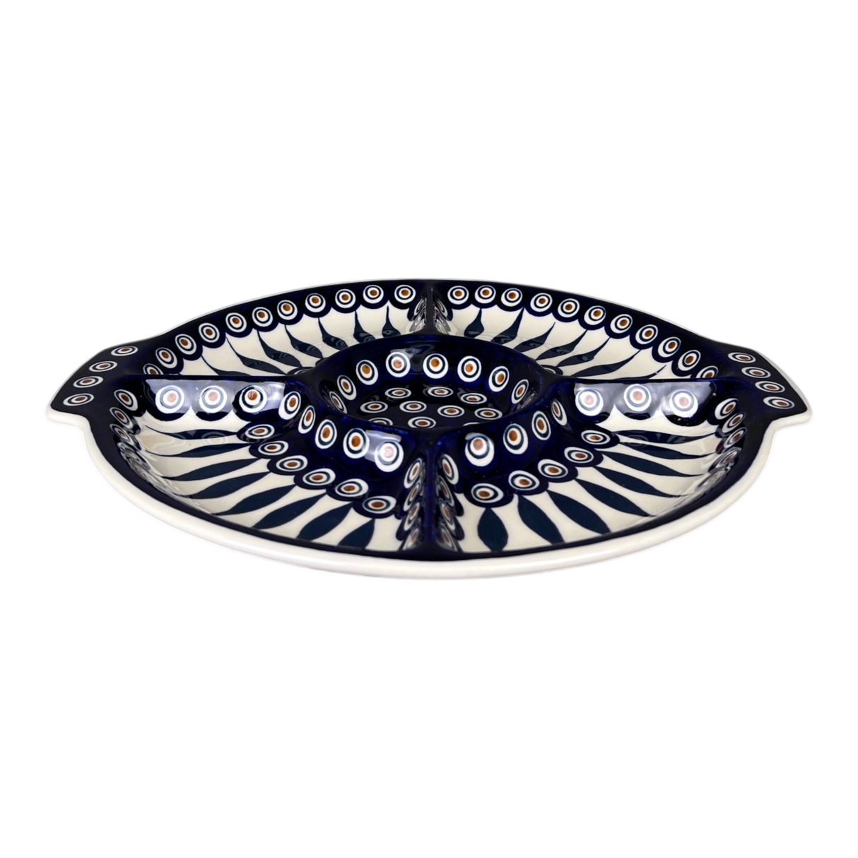 Plate, Round, Divided, 12.5" in "Peacock" by Manufaktura | T138T-54