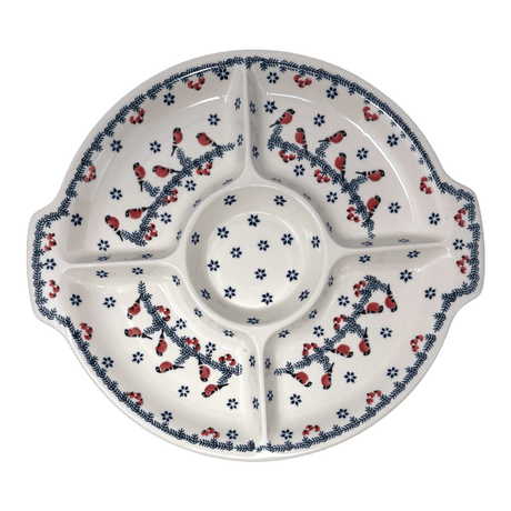 Plate, Round, Divided, 12.5" in "Red Bird" by Manufaktura | T138T-GILE