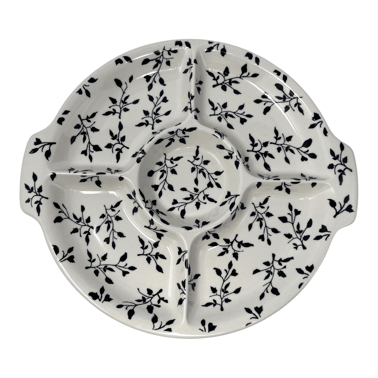 Plate, Round, Divided, 12.5" in "Black Spray" by Manufaktura | T138T-LISC